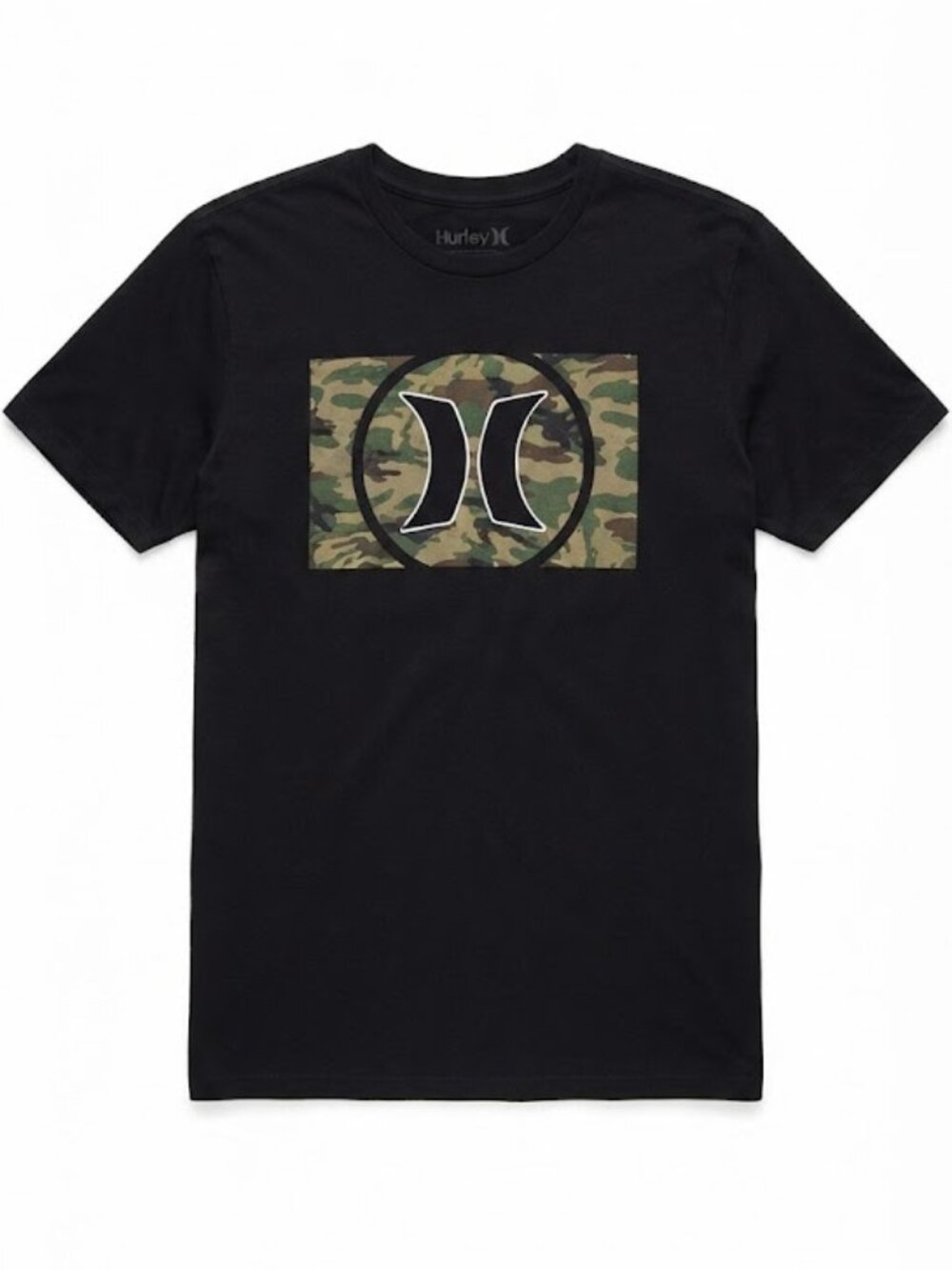 Hurley Boys Black Graphic T-Shirt Size Small S Camo Box Logo Tee